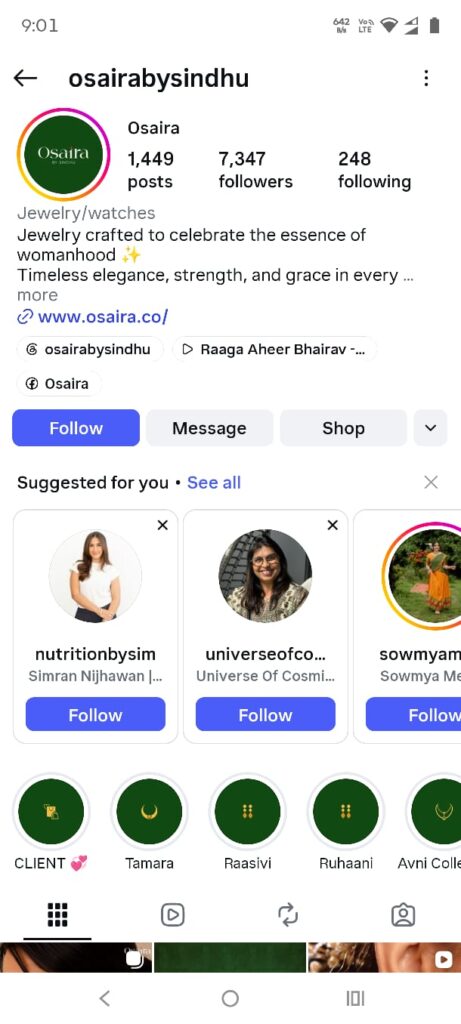 Osaira Insta Page